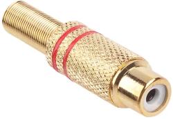  GNI0069B Forrasztható RCA lengőaljzat vezetékre, aranyozott fém, piros (GNI0069B)