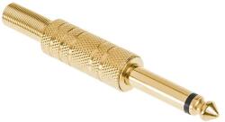  WTY0026 Forrasztható 6, 3mm mono jack dugó vezetékre, fém, aranyozott (WTY0026)