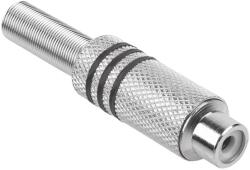  Forrasztható RCA lengőaljzat vezetékre, fém, fekete (GNI0071A)