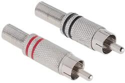  WTY0064 Forrasztható RCA dugó kábelre, fém, piros-fekete, ár/db (WTY0064)