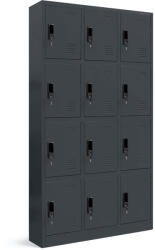 JAN NOWAK MARCIN fém öltözőszekrény, 12 rekeszes, 900x1850x400, modell antracitszürke