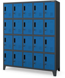 JAN NOWAK ROBERT fém öltözőszekrény, 20 rekeszes, 1360x1720x450, modell antracit-kék