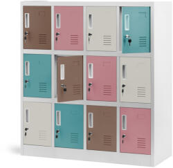 JAN NOWAK OLA fém öltözőszekrény, 12 rekeszes, 1090x1200x450, modell pasztellszínű