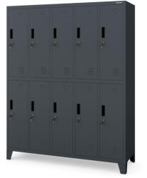 JAN NOWAK BARTEK pléh öltözőszekrény lábakon, 10 rekeszes 1360x1720x450, modell antracitszürke