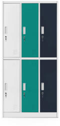 JAN NOWAK IGOR fém öltözőszekrény, 6 rekeszes, 900x1850x450, modell többszínű