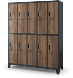 JAN NOWAK BARTEK pléh öltözőszekrény lábakon, 10 rekeszes 1360x1720x450, modell antracit-dió
