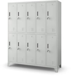 JAN NOWAK BARTEK pléh öltözőszekrény lábakon, 10 rekeszes 1360x1720x450, modell szürke