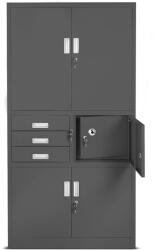 JAN NOWAK FILIP II Fém iratszekrény széffel és fiókokkal, 900x1850x450, modell antracit