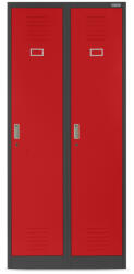 JAN NOWAK KACPER pléh öltözőszekrény, kétmodulos, 800x1800x500, modell antracit-piros