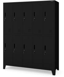 JAN NOWAK BARTEK pléh öltözőszekrény lábakon, 10 rekeszes 1360x1720x450, modell fekete