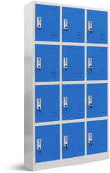 JAN NOWAK MARCIN fém öltözőszekrény, 12 rekeszes, 900x1850x400, modell szürke-kék