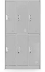 JAN NOWAK IGOREK fém öltözőszekrény, 6 rekeszes, 900x1500x450, modell szürke
