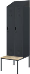 JAN NOWAK KACPER II PRO Fém öltözőszekrény paddal és tetővel, 600 x 2295 x 850 mm, antracit