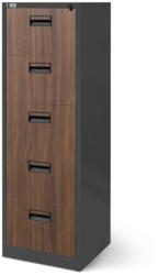 JAN NOWAK SARA V005 fém függőmappa tároló, irattartó szekrény, 460x1630x620, antracit-dió, 5 fiókos