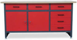 JAN NOWAK HENRY műhelyasztal, fiókokkal és szekrénnyel, antracit-vörös