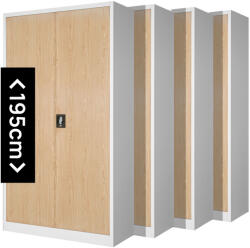 JAN NOWAK JAN H 4x készlet, fém iratszekrény 900x1950x400, modell fehér-sonoma tölgy