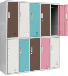 JAN NOWAK BARTUS pléh öltözőszekrény, 10 rekeszes 1360x1500x450, modell pasztellszín