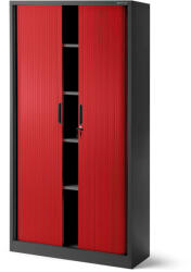 JAN NOWAK DAMIAN Fém szekrény harmonika ajtókkal, 900x1850x450, model antracit-piros
