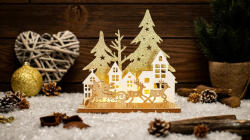 TRACON Tracon CHRTRS5WW LED karácsonyi fenyő, szarvas, télapó, arany, elemes (X24027), Timer 6+18h, 5LED, 3000K, 2xAAA (CHRTRS5WW)