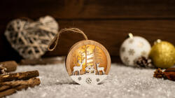 TRACON Tracon CHRAFRDH1WW LED karácsonyi tájkép, szarvas, ház, fa, elemes (X24022), Timer 6+18h, 1LED, 3000K, 2xLR44 (CHRAFRDH1WW)