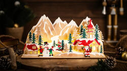 TRACON Tracon CHRVILLC15WW LED karácsonyi falu, fa, elemes (X25001) Timer 6+18h, 15LED, 3000K, 2xAA (CHRVILLC15WW)