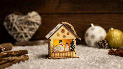 TRACON Tracon CHRKSM1WW LED karácsonyi ablakdísz, ház, hóember, elemes (X24024), Timer 6+18h, 1LED, 3000K, 1xCR2032 (CHRKSM1WW)