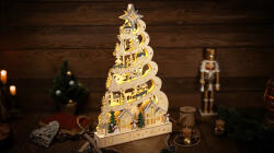 TRACON Tracon CHRBM23WW LED karácsonyi ösvény tájképpel, fa, elemes (X25003) Timer 6+18h, 23LED, 3000K, 2xAA (CHRBM23WW)