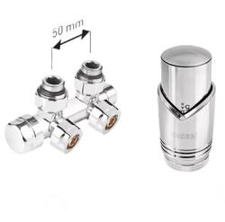 Ferro egybeépített termosztátos sarok radiátorszelep szett, króm (FE-ZTD30CR)