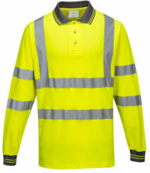 Portwest S271 Hosszú Ujjú Jól Láthatósági Pamutgazdag Galléros Póló - 3XL, Sárga