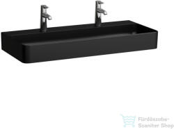 Laufen Val SaphirKeramik 95x42 cm-es mosdó 2 csaplyukkal, túlfolyó nélkül, matt fekete H8102877161151 (H8102877161151)