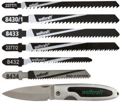 Wolfcraft dekopír fűrészlap készlet zsebkéssel HSS+HCS T 12db (2377000)