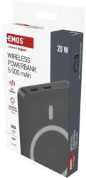 EMOS WI 522 5000mAh 20W+Wireless szürke B0555GY Powerbank (EMOS-B0555GY)