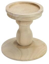  Fa gyertyatartó 1db-os, I alakú, talp átmérő: 13cm, tető átmérő: 10cm, mag: 12, 5cm