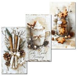  Fa tábla nyomtatott, Őszi, Vintage fehér téma 3db/csomag