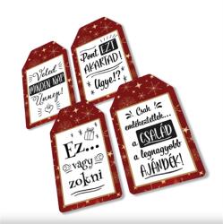  Dekorációs tábla, ajándékkísérő, nyomatott karton tábla 2mm-es, 7x4cm humoros, mindennap ünnep 4db/csomag (27801B)