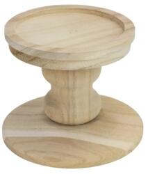  Fa gyertyatartó 1db-os, I alakú, talp átmérő: 14cm, tető átmérő: 12cm, mag: 11cm