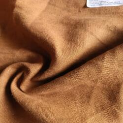  100% lenvászon lengyel karamellbarna dekorációs függöny, 400 gramm/m2, az ár 0, 5 méterre vonatkozik (orzel lino braze)