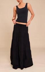 Prettylittlething Fekete Maxi Szoknya Bő Pamut Gumis Prettylittlething 38