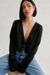 Nasty Gal Fekete Szatén Hosszú Ujjú Felső Megkötős Sima Nasty Gal 34