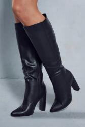  Fekete Térdig Érő Csizma Ökobőr Sima Spicc Misspap 40-ES (BPP04659)