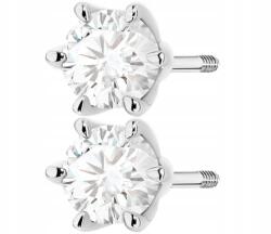 ZŁOCISTO Fülbevaló Fehér Arany 585 Gyémánt Lab Stift Csavarható Ajándék (DLA DZIEWCZYNY NARZECZONEJ)