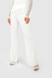 Boohoo Nadrág Fehér Hosszú Egyenes Hálós Bélés Elegáns Boohoo 44
