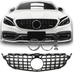  Mercedes Benz W205 C205 C-osztály 2014-2021 lakkozott fekete hűtőrács Panamerica AMG GT stílusban