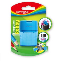 Keyroad Hegyező 2 lyukú tartályos, fedeles, fém belsővel Keyroad Robby vegyes színek (KR971264) - officefirst