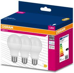 OSRAM 3PAK LED izzó E27 A60 19W = 150W 2452lm 6500K hideg 200° OSRAM ÉRTÉK (4058075634459)