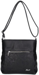 Karen 1607 fekete virág rostbőr táska