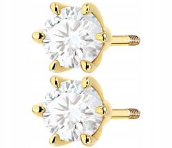 ZŁOCISTO Arany Fülbevaló 585 Gyémánt Stift Csavarható Ajándék Szeretteinek (DLA DZIEWCZYNY NARZECZONEJ)