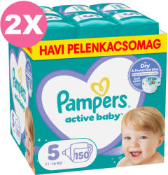 Pampers Active Baby 5 pelenka, 11-16 kg 2x150 db - 2 HAVI pelenkacsomag