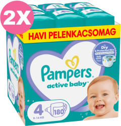 Pampers Active Baby 4 pelenka, 9-14 kg 2x160 db - 2 HAVI pelenkacsomag