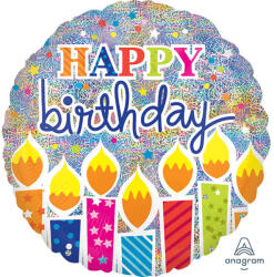 Anagram Fólia lufi, 18"/45cm, gömb alakú, HB hologramos, gyertyás